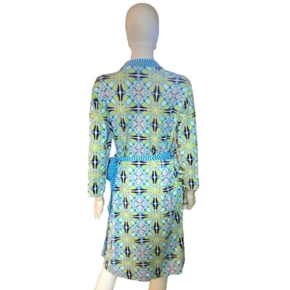 J. McLaughlin Blue Printed Wrap Dress XLarge - Picture 4 of 6